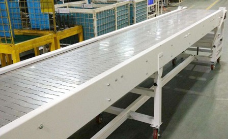 客戶推薦不銹鋼鏈板輸送機(jī)廠家，不銹鋼板鏈輸送線，鍍鋅鏈板輸送機(jī)